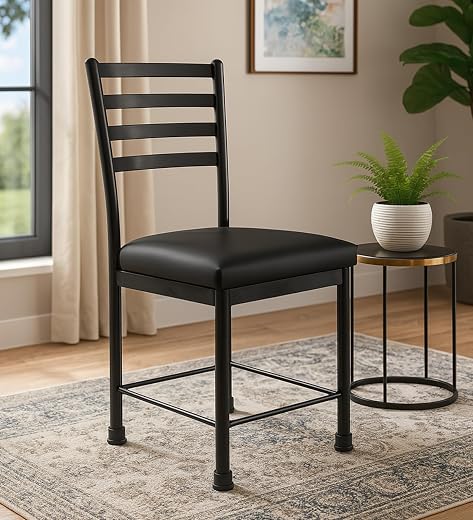 Zidle Modern Metal Dining Chair with Cushioned Seat Black Finish Armless Chair for Dining Room Kitchen Living Room Study O...