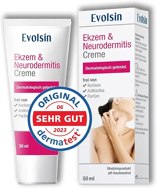 Evolsin Ekzem & Neurodermitis Creme - Kortisonfreie Salbe für trockene Haut