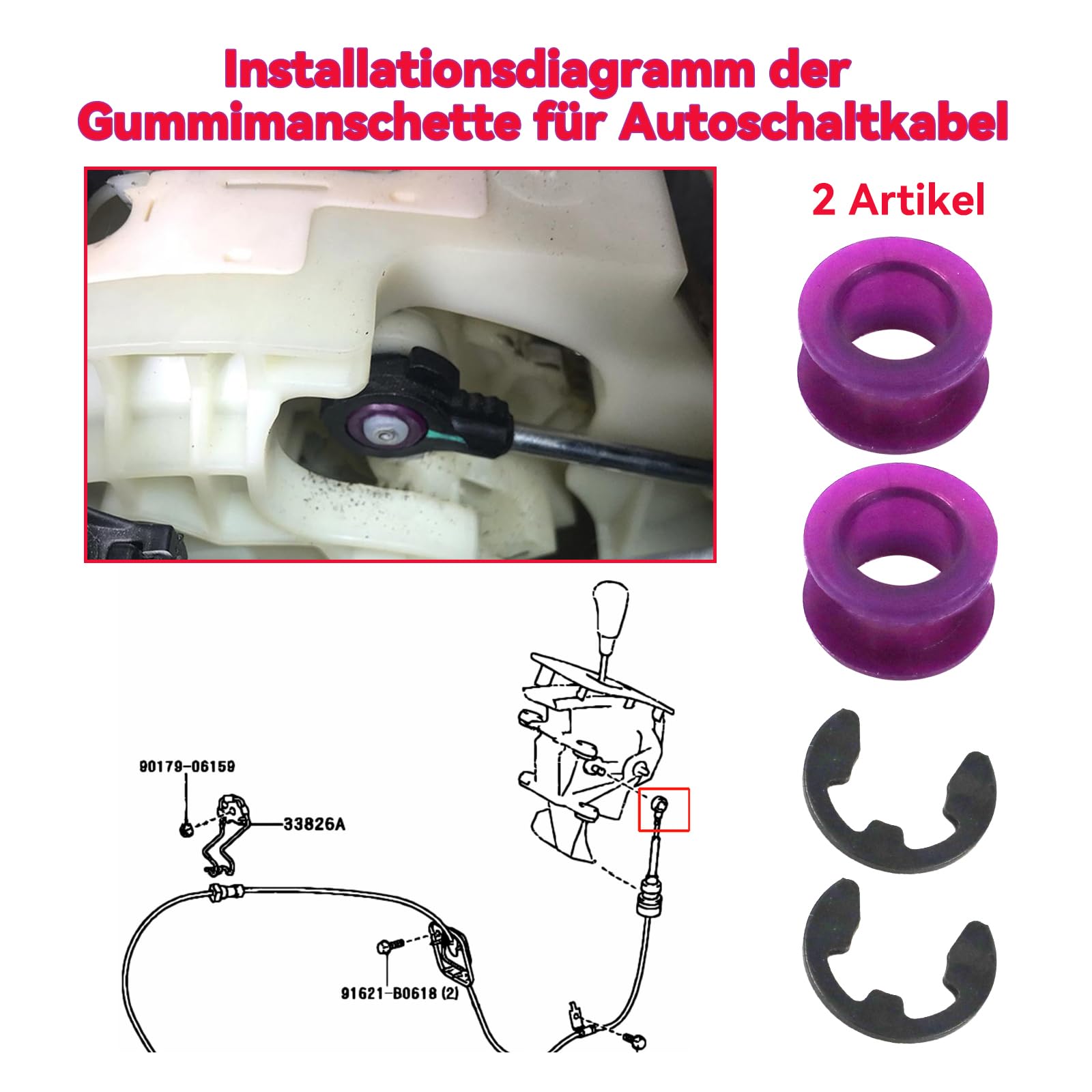 2 x linka gumowa tuleja kablowa do dźwigni zmiany biegów, pasuje do Suzuki SX4 2006-2024 Swift 2010-2024 – część zamienna do manualnej skrzyni biegów