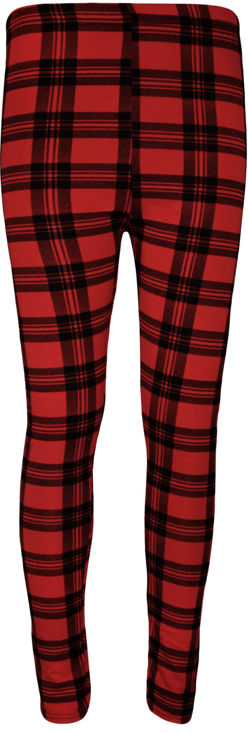 Wearall Women's Red Plus Size Tartan Check Print Long Stretch Leggings Pants - 20-22