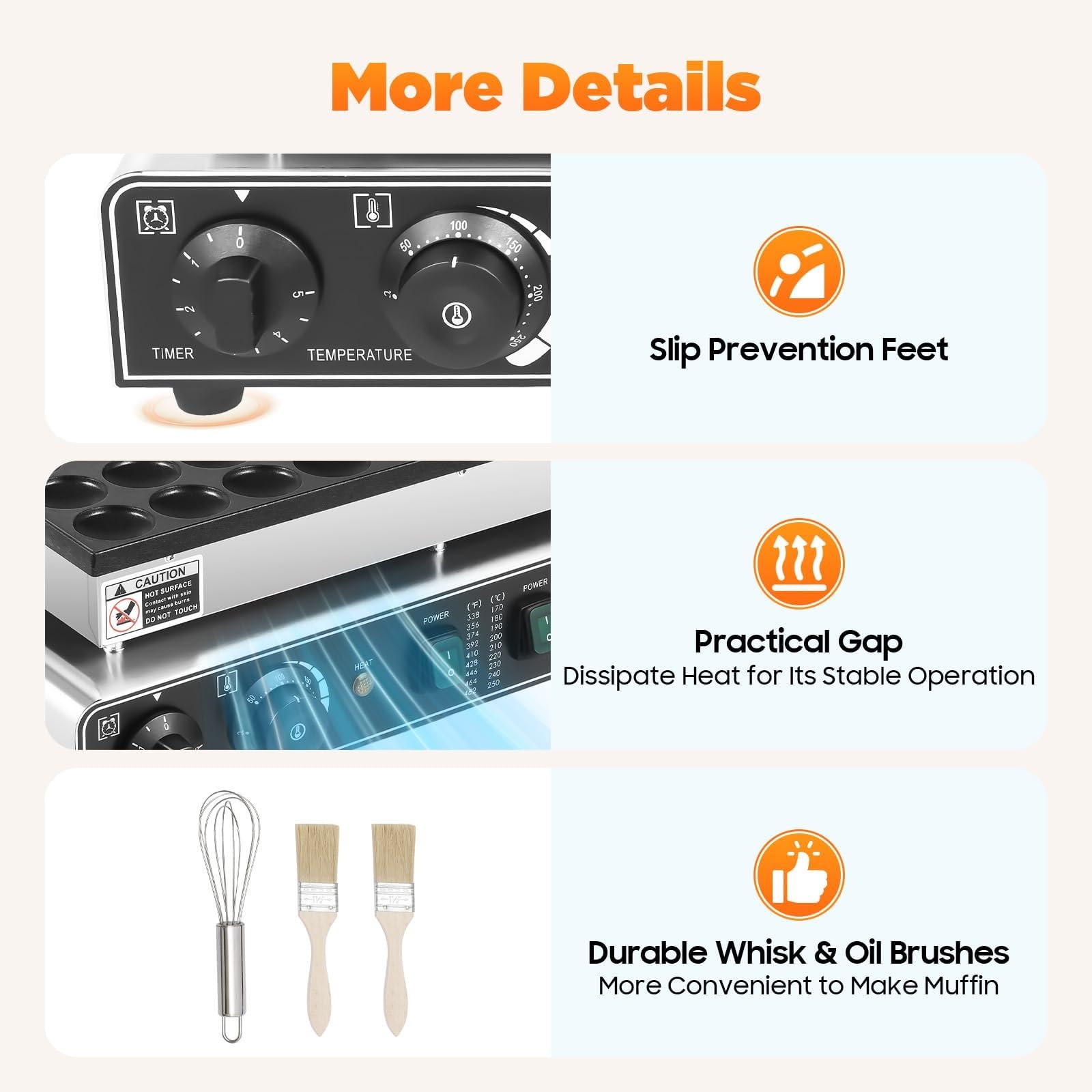 Mini máquina para Hacer panqueques, Temporizador de 0 a 5 Minutos y Temperatura Ajustable de 50 a 300 ℃, máquina eléctrica Antiadherente para Preparar desayunos rápidos.,