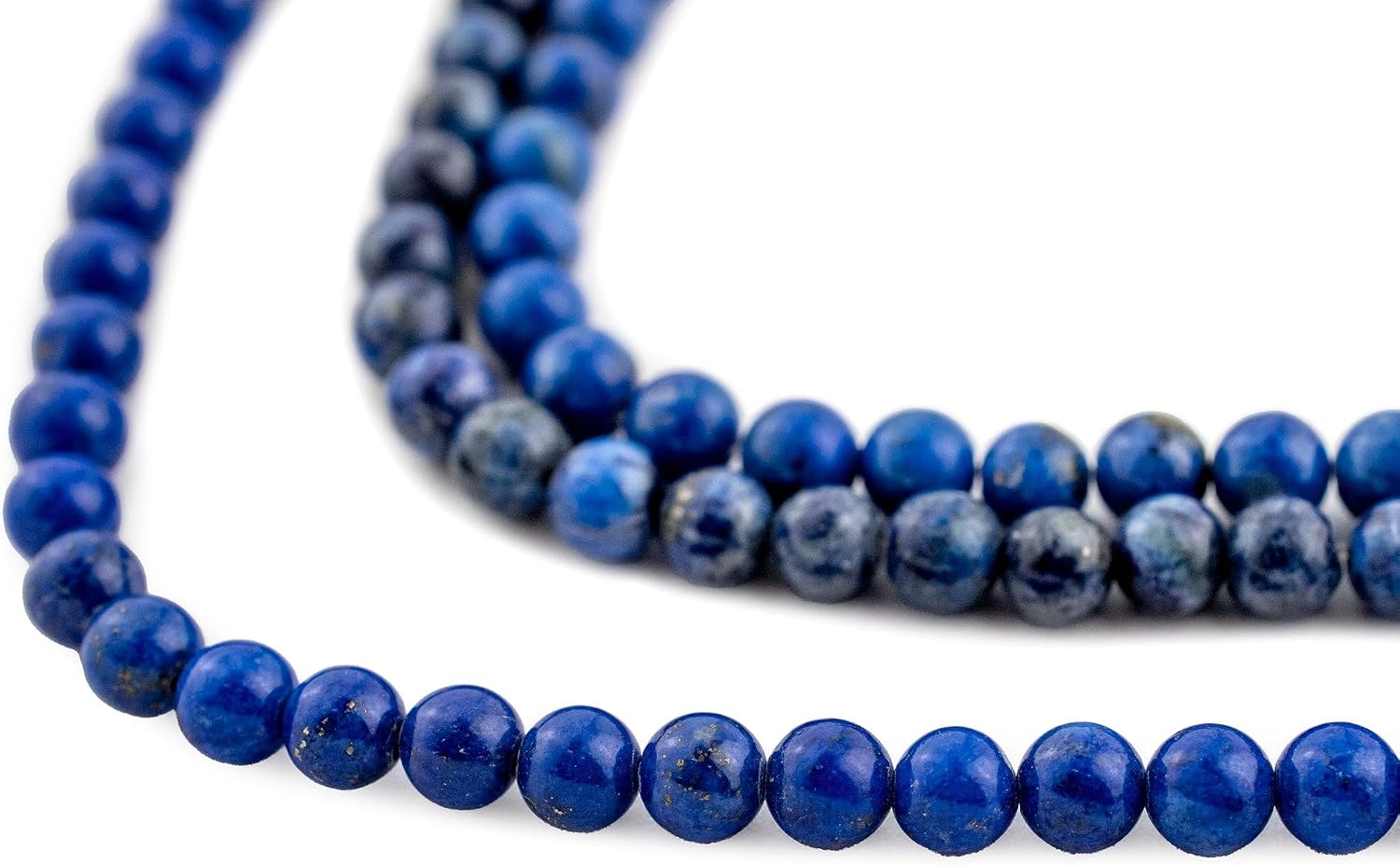The Bead Chest Lapis Lazuli Round Beads: Mottled Design Gemstone Jewelry Supply, Full Strand, Various Sizes