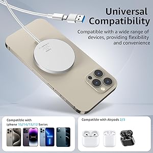 TOZO 2025 Upgraded W6 Wireless Magnetic Charger, 15W Max Fast Wireless Charging Pad Compatible with iPhone 16/16 Plus/16 Pro Max /15/14/13/SE/12 Series, Samsung Galaxy S24/S23/S22 Series