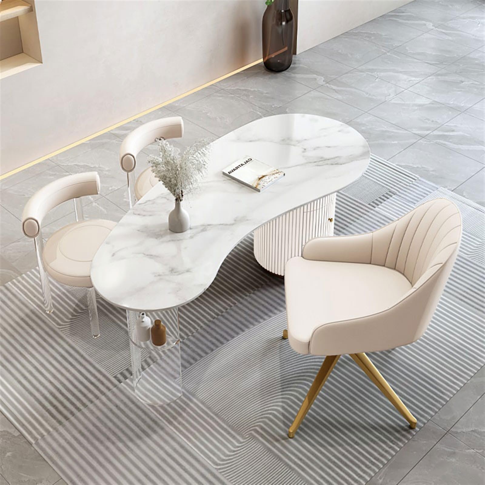 Biurko komputerowe Lekkie luksusowe biurko komputerowe stół roboczy akrylowy płyta skalna designerskie salon kosmetyczny konsultacyjny zawieszenie Stacje robocze(200 * 70 * 75cm)