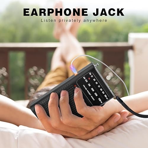 Miniatura 3 de Goodes Radio portátil AM FM, radio transistor con altavoz, conector para auriculares, radio a batería 2AA para recepción de largo alcance, radio