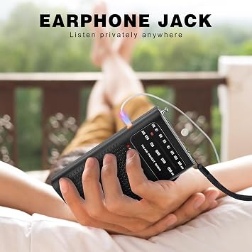Goodes Portable Radio AM FM, Battery Operated Radio for Gift, Elder-Black