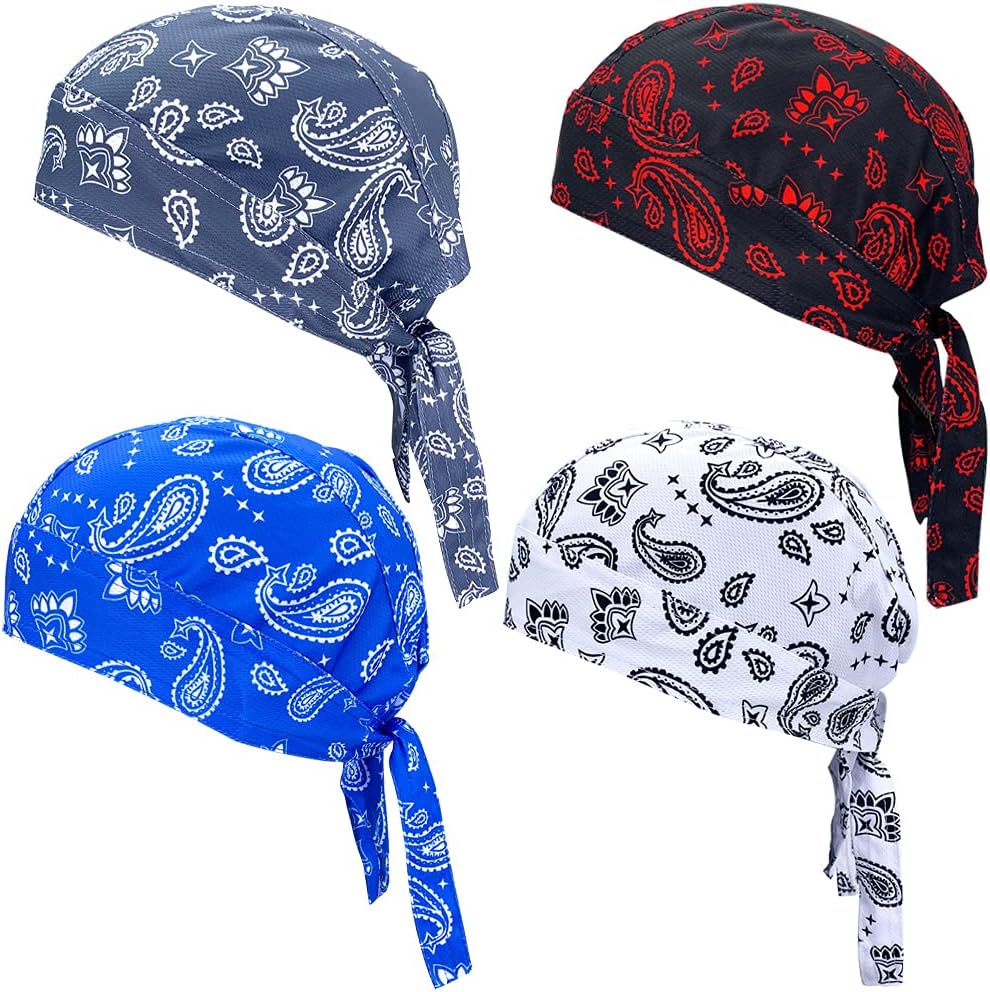 Cooling Do Rags Sweat Wicking Skull Caps Doo Rags Large Motorcycle Dew Rag Head Wrap Bandana Hats Liners for Men and Women