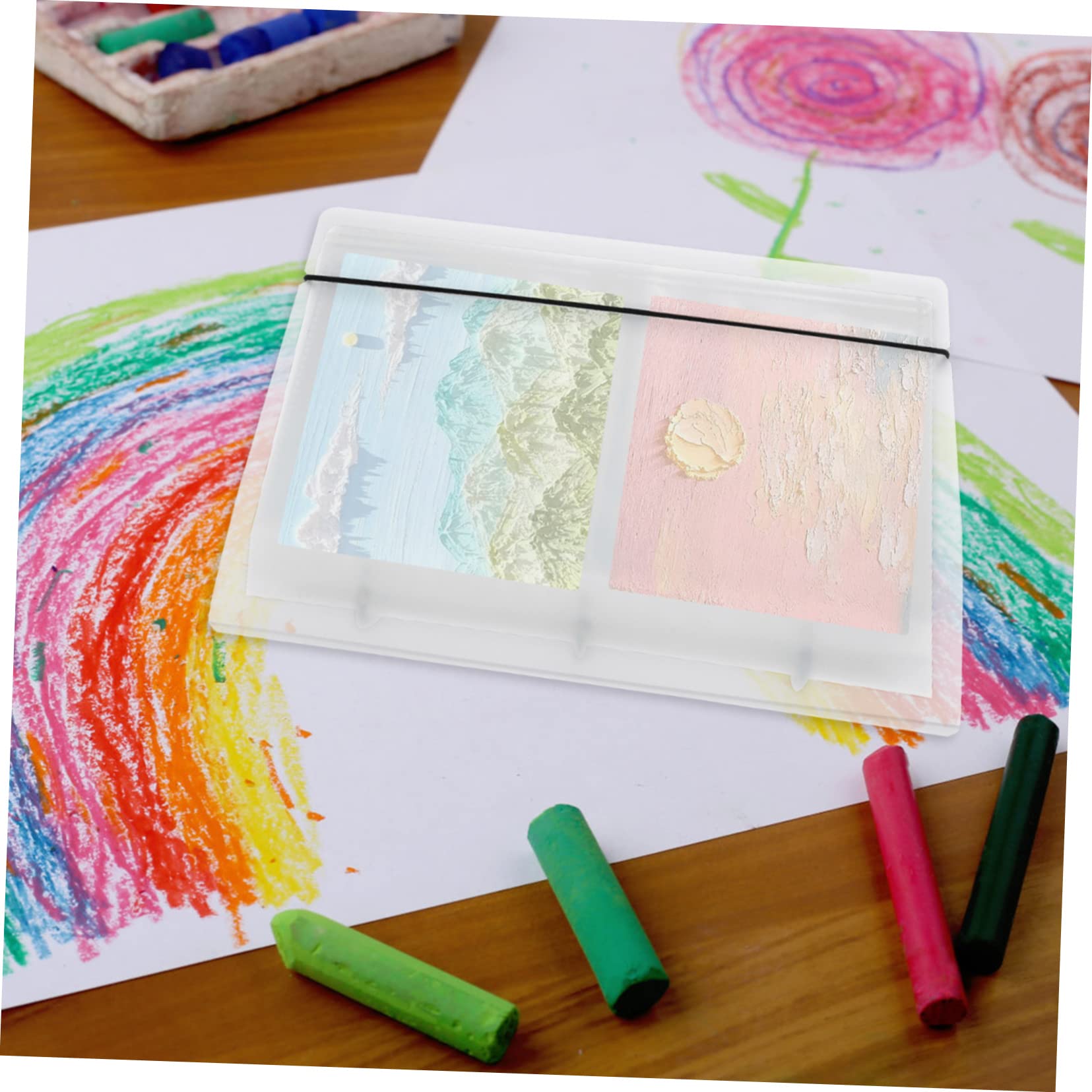 STOBAZA Art Portfolio Album Drawing Stick Storage Artwork Bag for Supplies Portable Artwork Organizer Postcard Sleeves