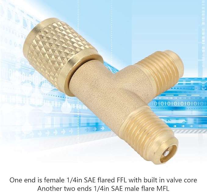 Tee Adaptador de Acceso Rápido 1/4'' SAE Latón para R22 R12 R134 miniatura 5