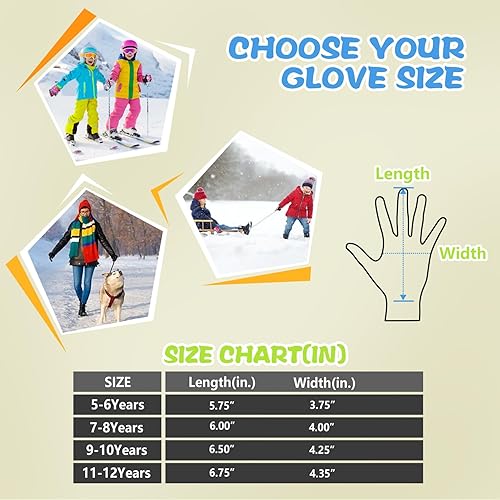 Miniatura 5 de ihuan Guantes de esquí impermeables de invierno para niños, para snowboard, pantalla táctil, guantes de ciclismo para niños y niñas como relleno de
