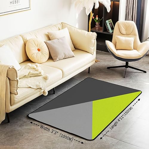 Miniatura 2 de Erosebridal Alfombra geométrica de retazos, color verde lima, gris, gris oscuro y gris claro, 3 x 5, geométrica, triangular, moderna, abstracta,
