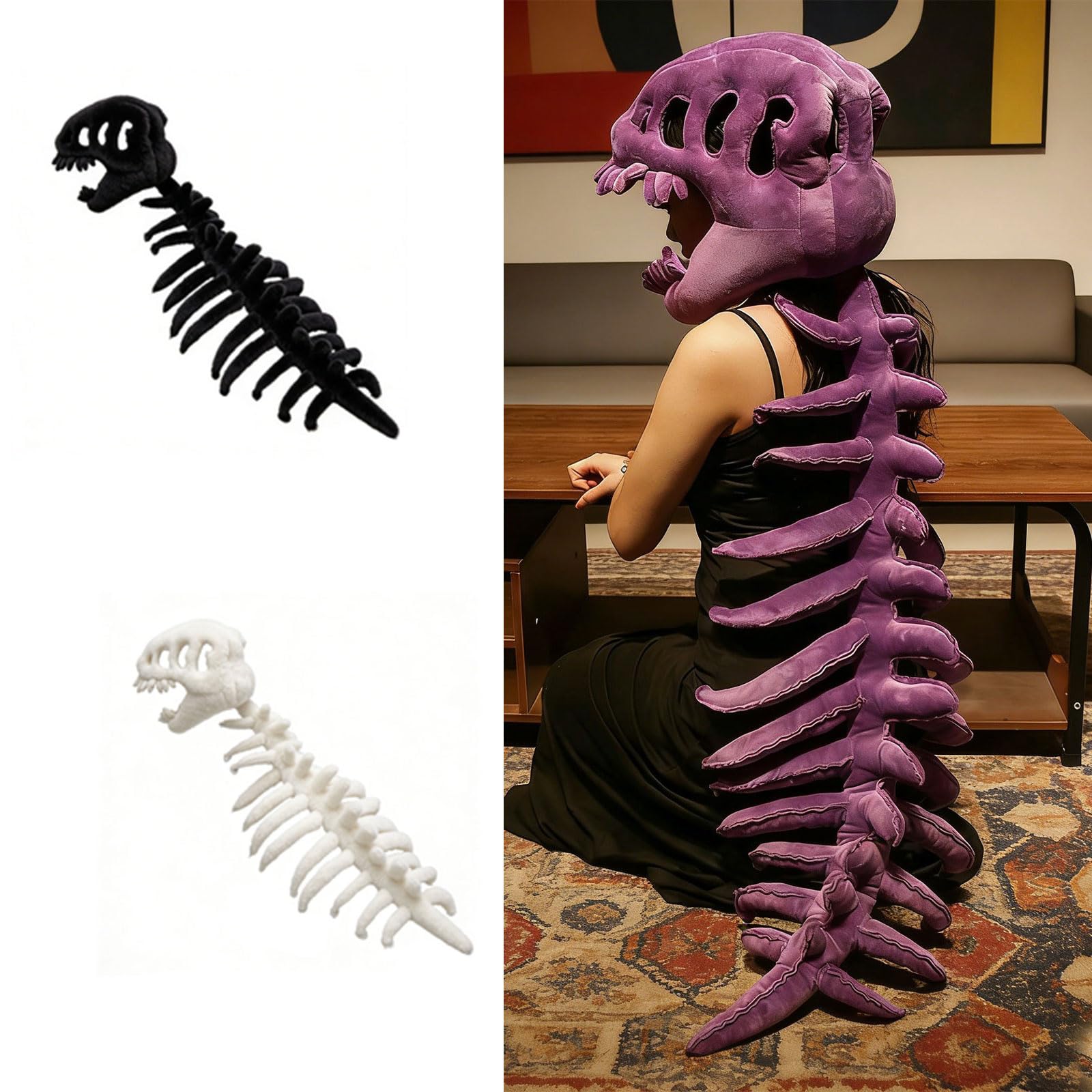 Greabuy Divertido sombrero con capucha de hueso de dinosaurio, tela cómoda que garantiza un disfrute prolongado en celebraciones para niños y adultos, divertido sombrero de dinosaurio