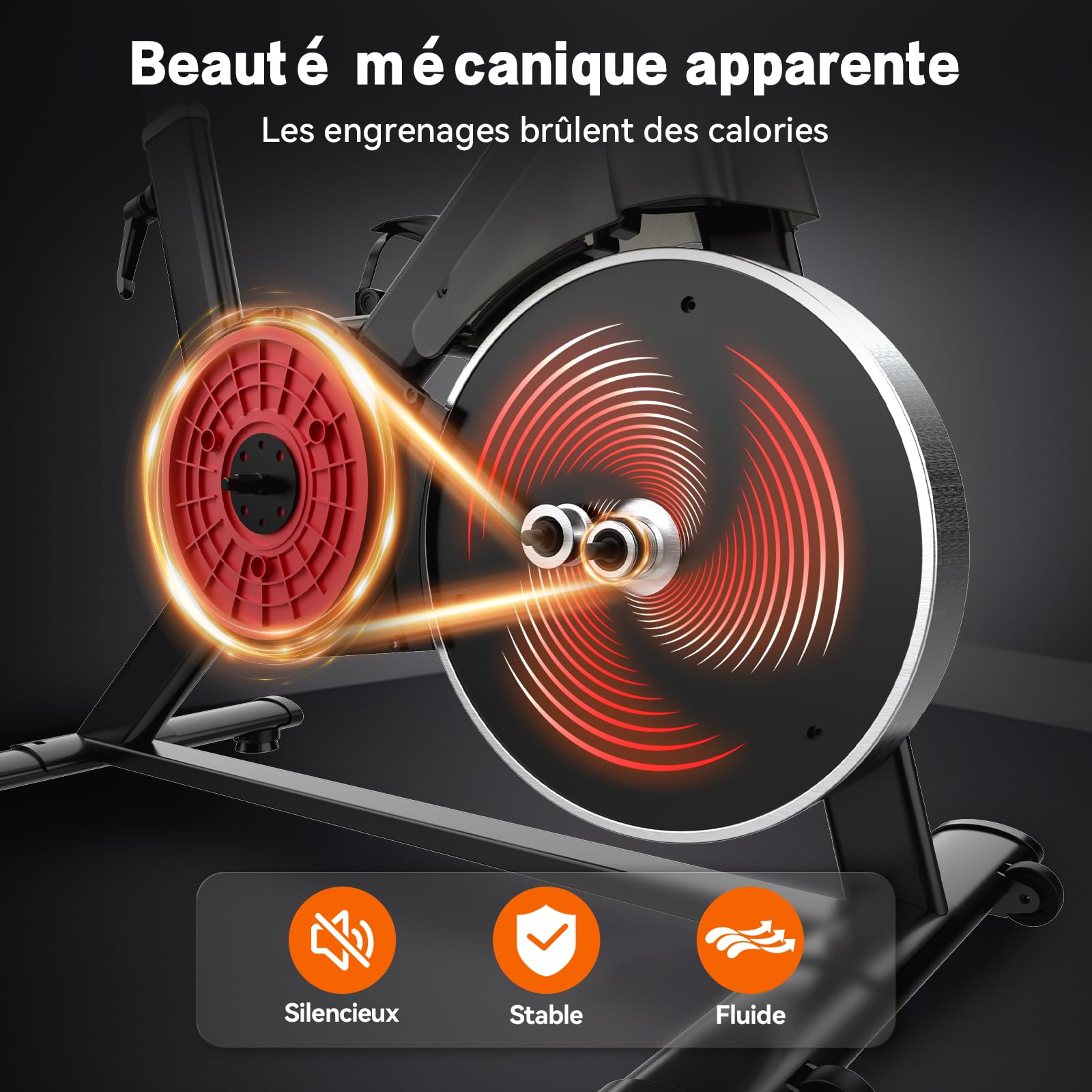 HXD-ERGO Vélo d’Appartement Magnétique Silencieux – Résistance Infinie, Structure Stable, Siège & Guidon Réglables, Écran LCD, Compatible Kinomap/Zwift, Charge 150 kg