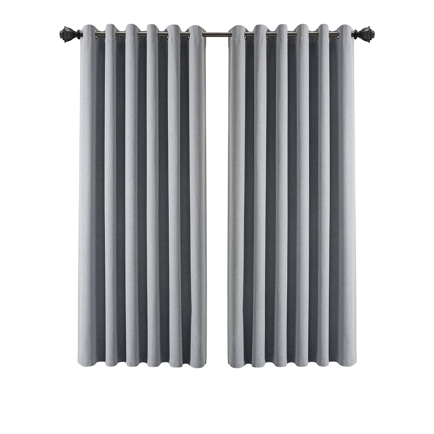INSPIRE HOMEWARE Linen Curtains for Bedroom 66x54 Inch Drop Grey 100% Blackout eyelet Curtains Thermal Insulated Super Soft Ring Top Curtain 2 panel with Tiebacks