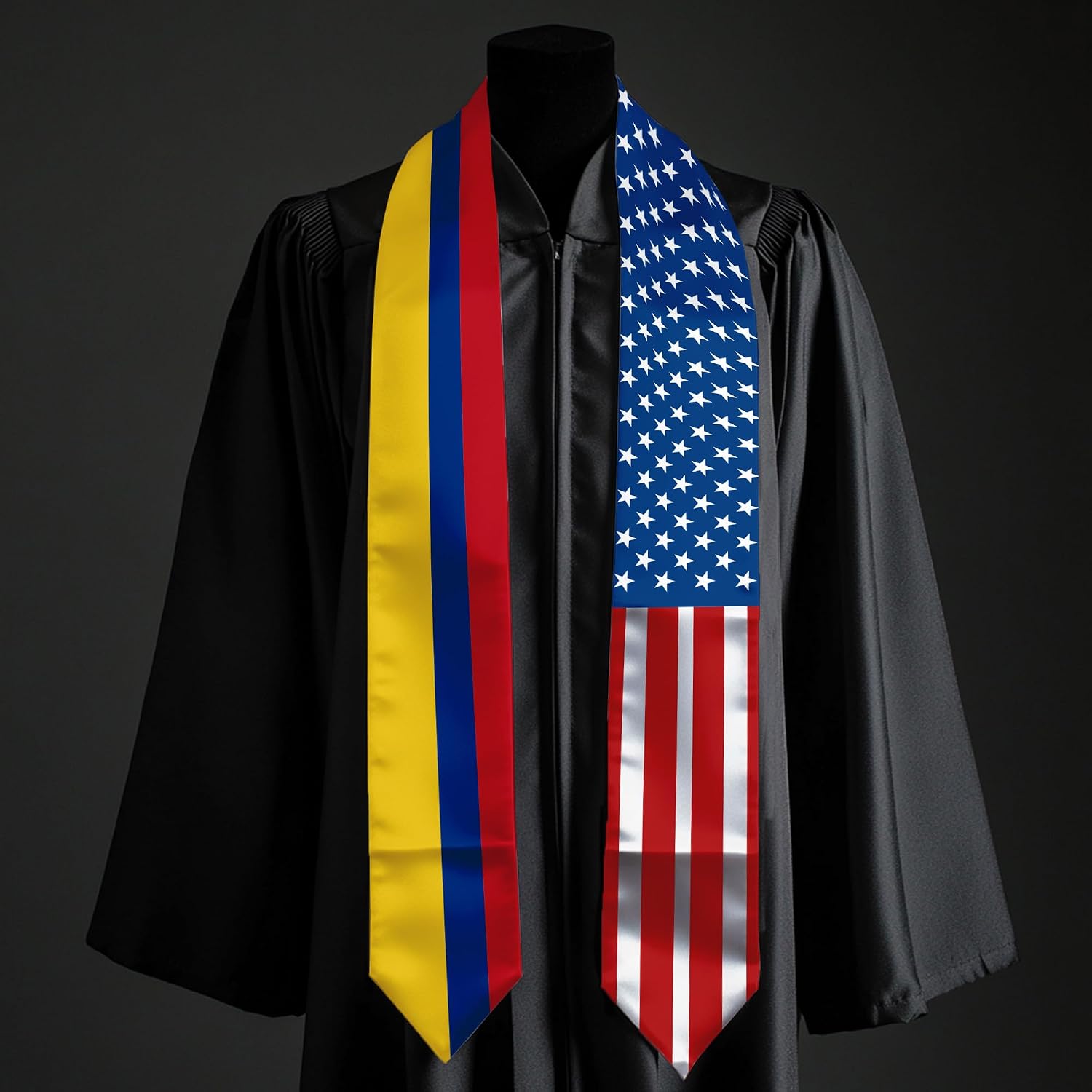 2026 Colombia Flag and USA Flag Graduation Stole Graduation Sash Class of 2026 Graduation Scarf for International Student (Baccalaureate Gown and Hat Not Included)