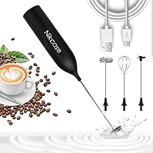 Nik Case 1Y Warranty Coffee Beater Electric | Handheld Milk Frother with Stand & 4 Whisk Attachments | Coffee Frother | Battery-Operated Mixer for Coffee, Cappuccino, Latte, Egg (Black)