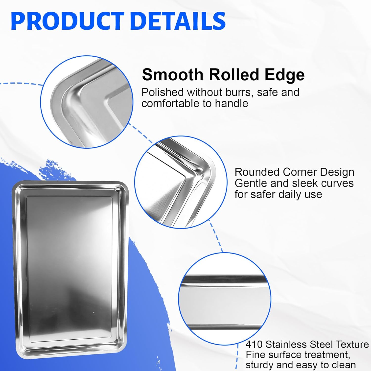 Luyizyo 2-Pack Stainless Steel Oil Drip Pan for Under Car – Large, Rust-Resistant Drain Pan for Automotive & Motorcycle, No-Spill Design Keeps Garage Floor Clean (24" x 16" x 1.9")