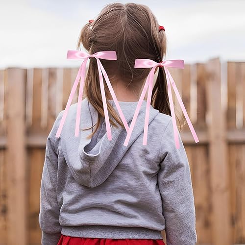 Miniatura 4 de CAMNOW 12 lazos para el pelo para mujer, pinzas para el cabello, cinta con borla, lazos para el pelo con cola larga, accesorios para el cabello,