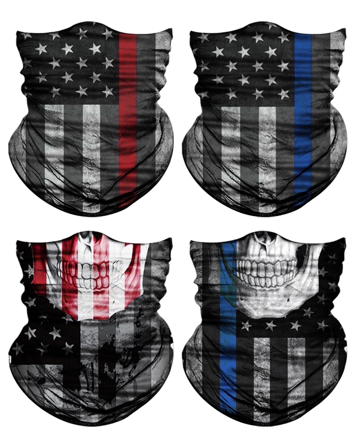 4Pack Neck Gaiter for Men Women Face Cover Mask Head Wrap Balaclava Headwear Bandana Headband Magic Scarf