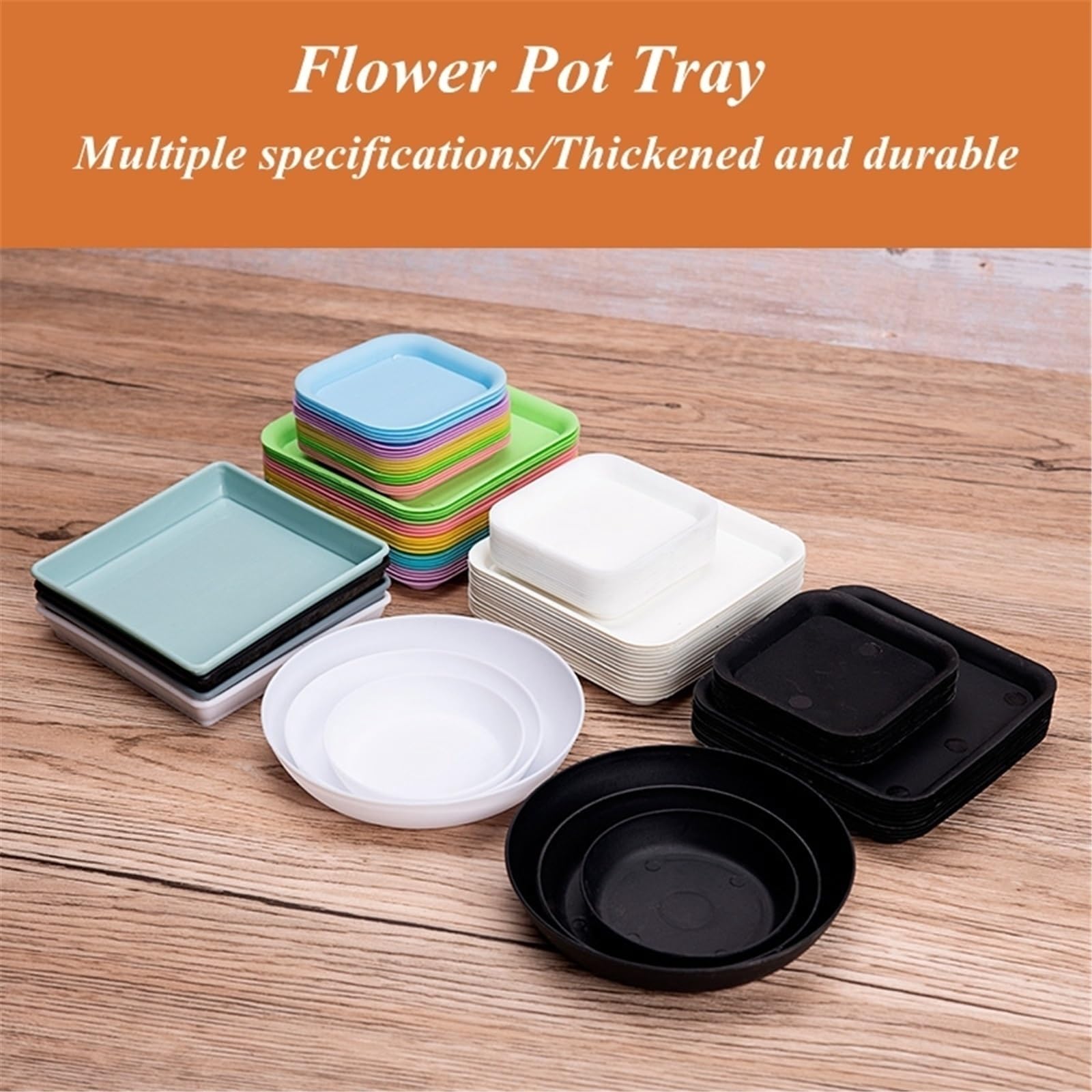 Sottovasi per Fiori Vassoi antigoccia Quadrati for Piante in Vaso da 10 Pezzi Vaso(Nero,Grande)