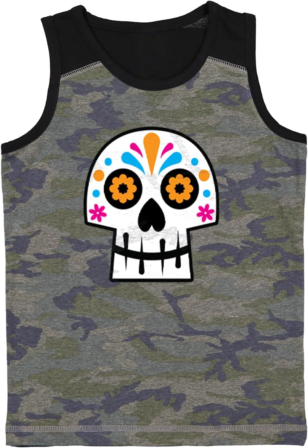 Sugar Skull - Mexico Dia De Los Muertos Youth Contrast Back Tank Top