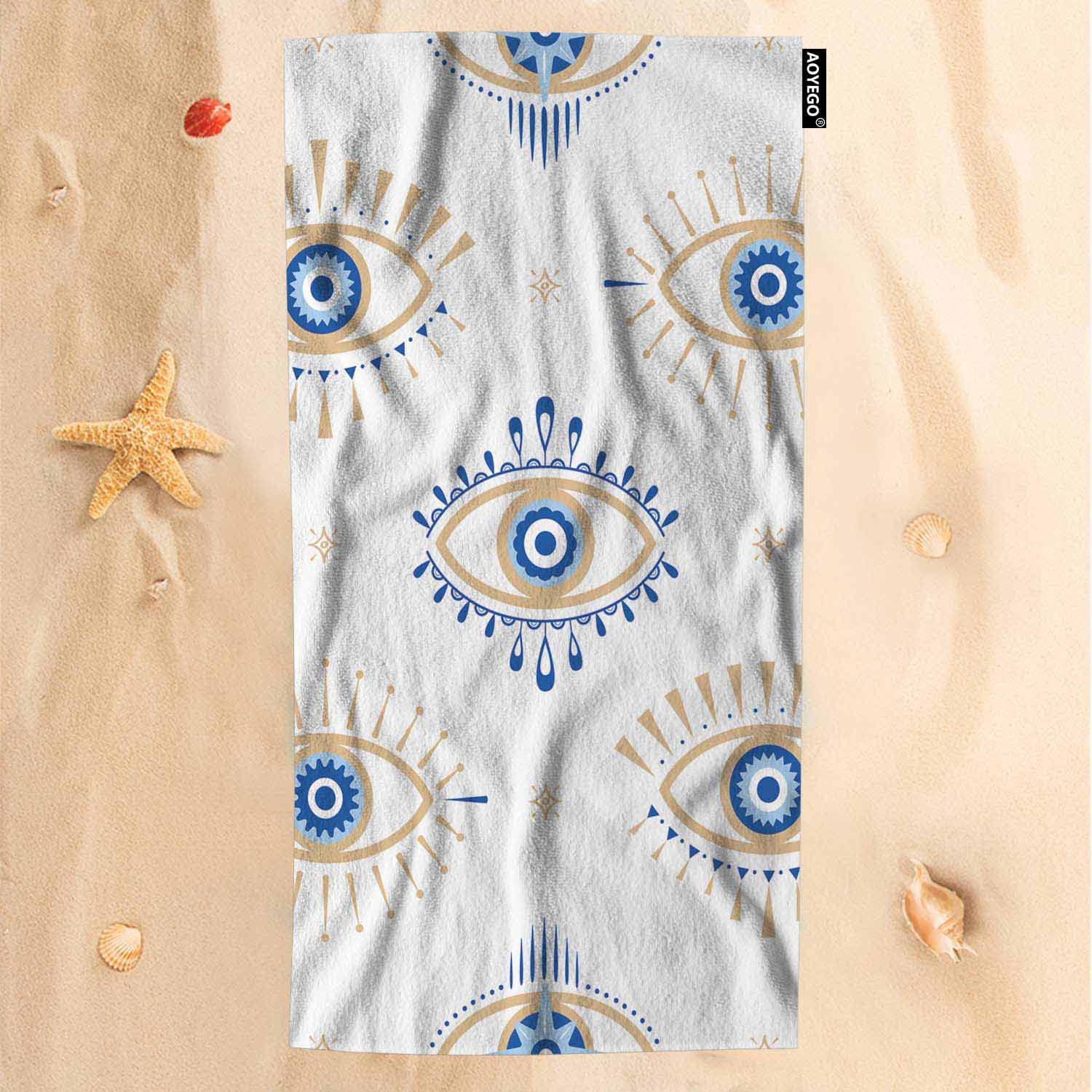 AOYEGO Evil Eye Bath Towel Magical Hamsa Eye Witchcraft Occult Symbol Bathroom Towels Extra Large 64x32 Inch Soft Polyester-Microfiber Beach Home Hotel Spa Gym