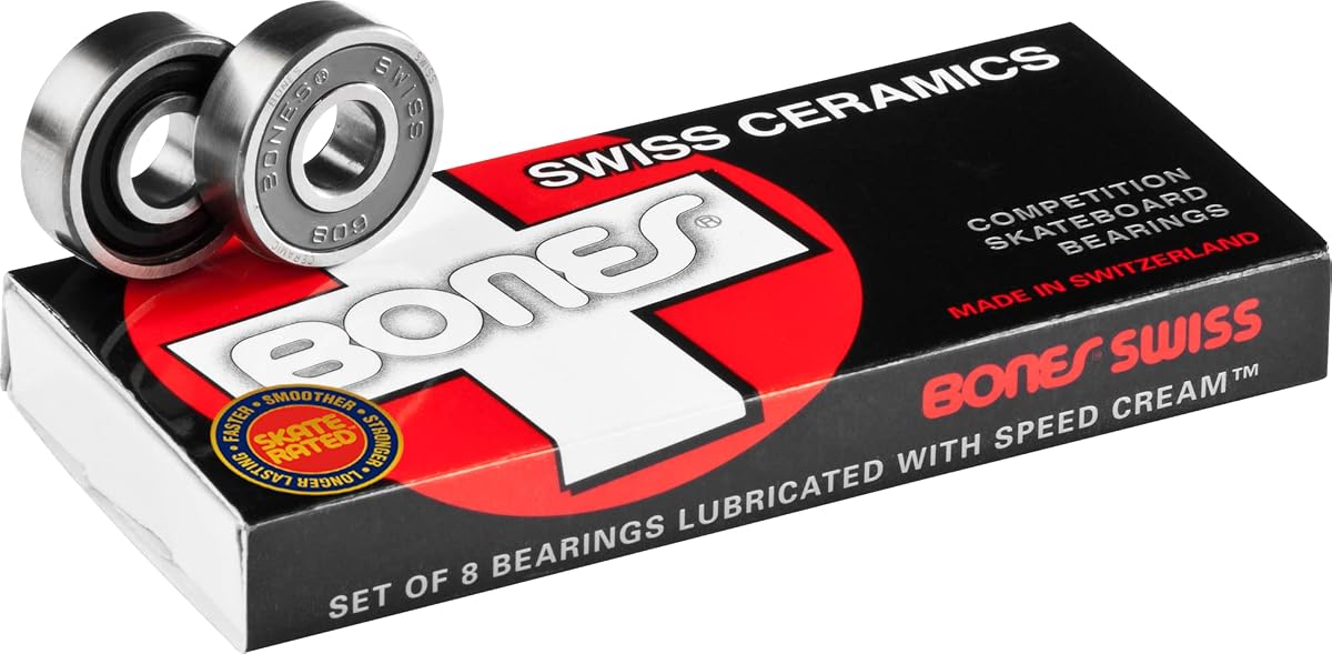 Rodamientos de cerámica para monopatín Bones Swiss, paquete de 8