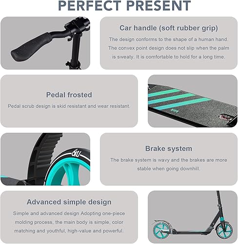 Miniatura 3 de 6KU Kick Scooter for Kids Ages 8-12 with Suspension System, Adjustable Height, Quick-Folding Design, and Shoulder Strap - Safe and Smooth Ride for