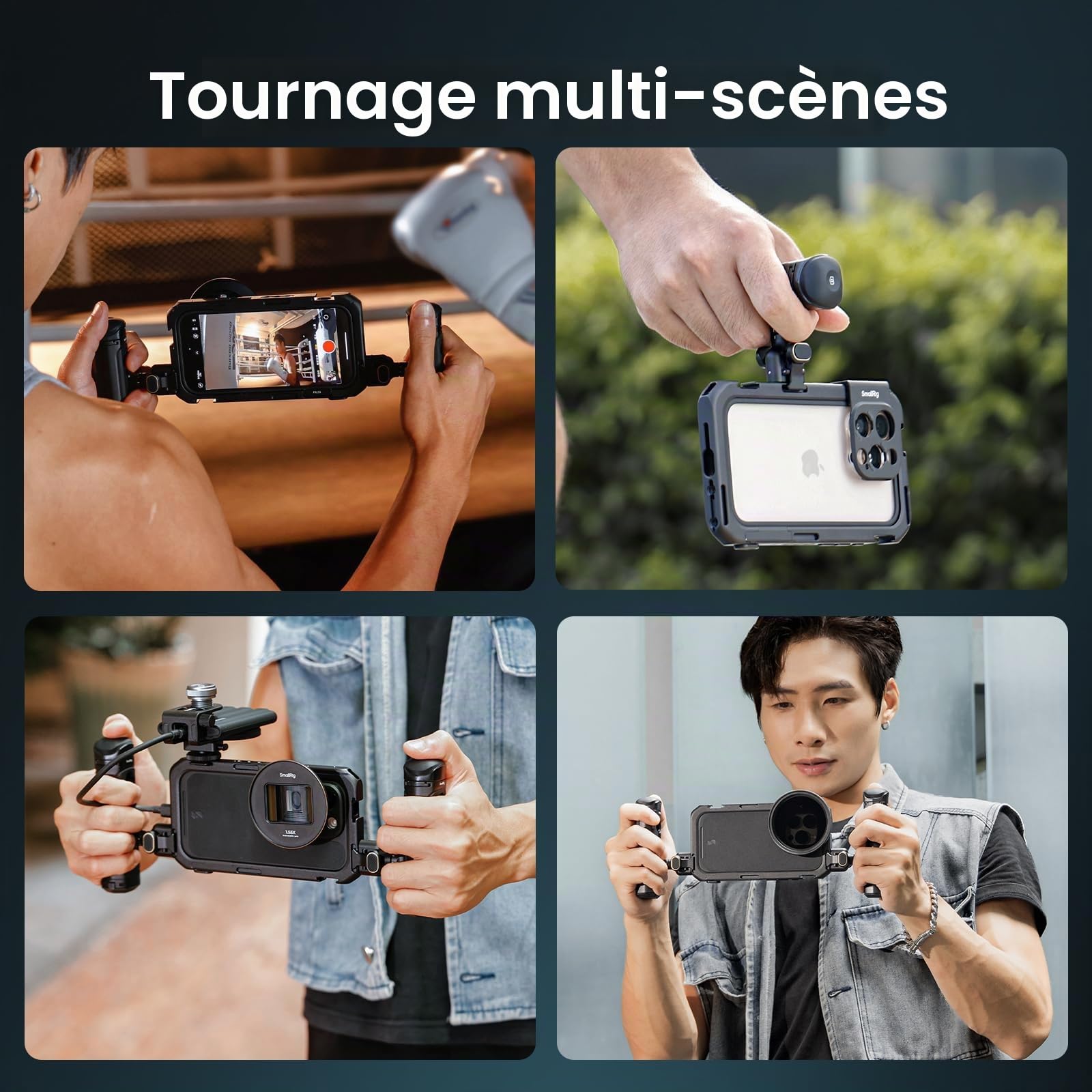 SMALLRIG Cage vidéo Mobile Basic Edition pour iPhone 16 Pro Max avec Plaque arrière d'objectif à Monture en T, Cadre Souple en TPU, pourpour Le Tournage vidéo et la Diffusion en Direct - 5006