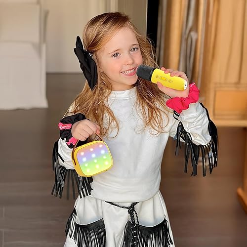 Miniatura 42 de Mini máquina de karaoke con 2 micrófonos inalámbricos para niños y adultos, altavoz Bluetooth portátil, regalo de cumpleaños de Navidad 2025