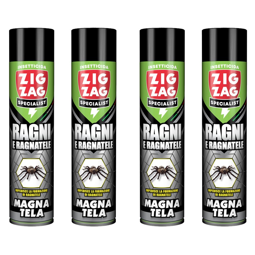 Zig Zag Magnatela Maxi Formato da 600ml - Insetticida Ragni con Azione Residuale, Efficacia Immediata, Protezione Elevata, Facile Utilizzo, Made in Italy, 4 Pezzi - FERROELETTRA