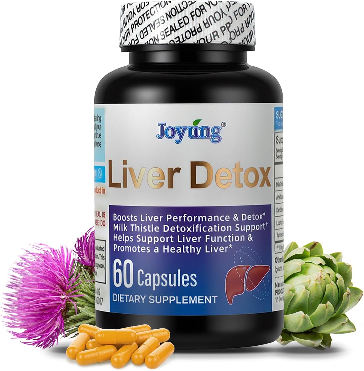 Milk Thistle Liver Support Supplement - 540mg Silymarin Complex with Artichoke, Dandelion Root & Turmeric - Supports Liver Health, Digestion & Metabolism - 60 Capsules