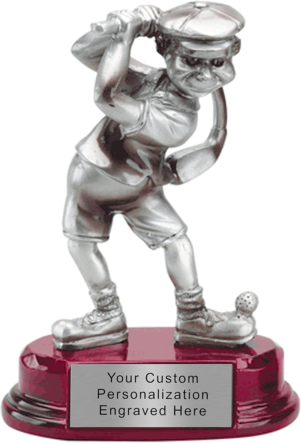 K2AWARDS Comic Golfer Trophy - 6 inch Funny Golf Trophy with Custom Text