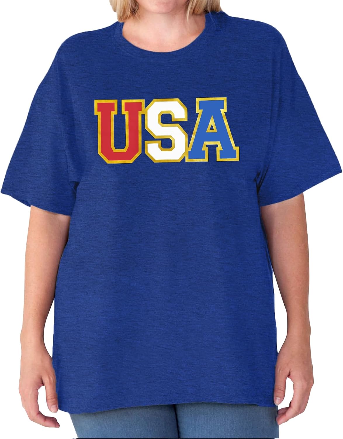 Plus Size USA Flag Shirt Women Patriotic Tee American Flag Tshirt 4th of July Top USA Summer Shirts
