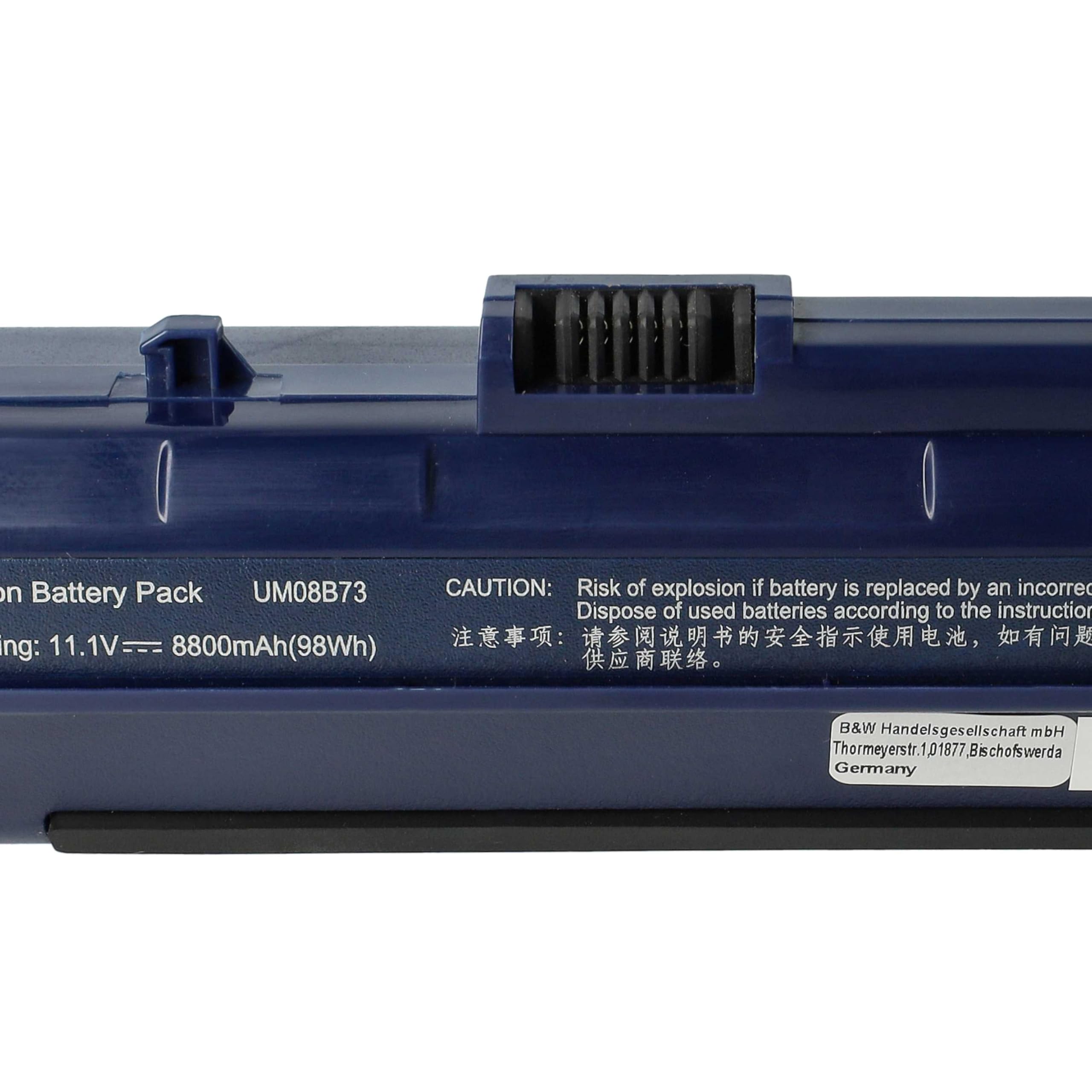 vhbw 1x batteria compatibile con Gateway LT2021u, LT2021, LT2016u, LT2005u, LT2001u, LT2001, LT20, LT10 notebook (4400mAh, 11,1V, Li-Ion