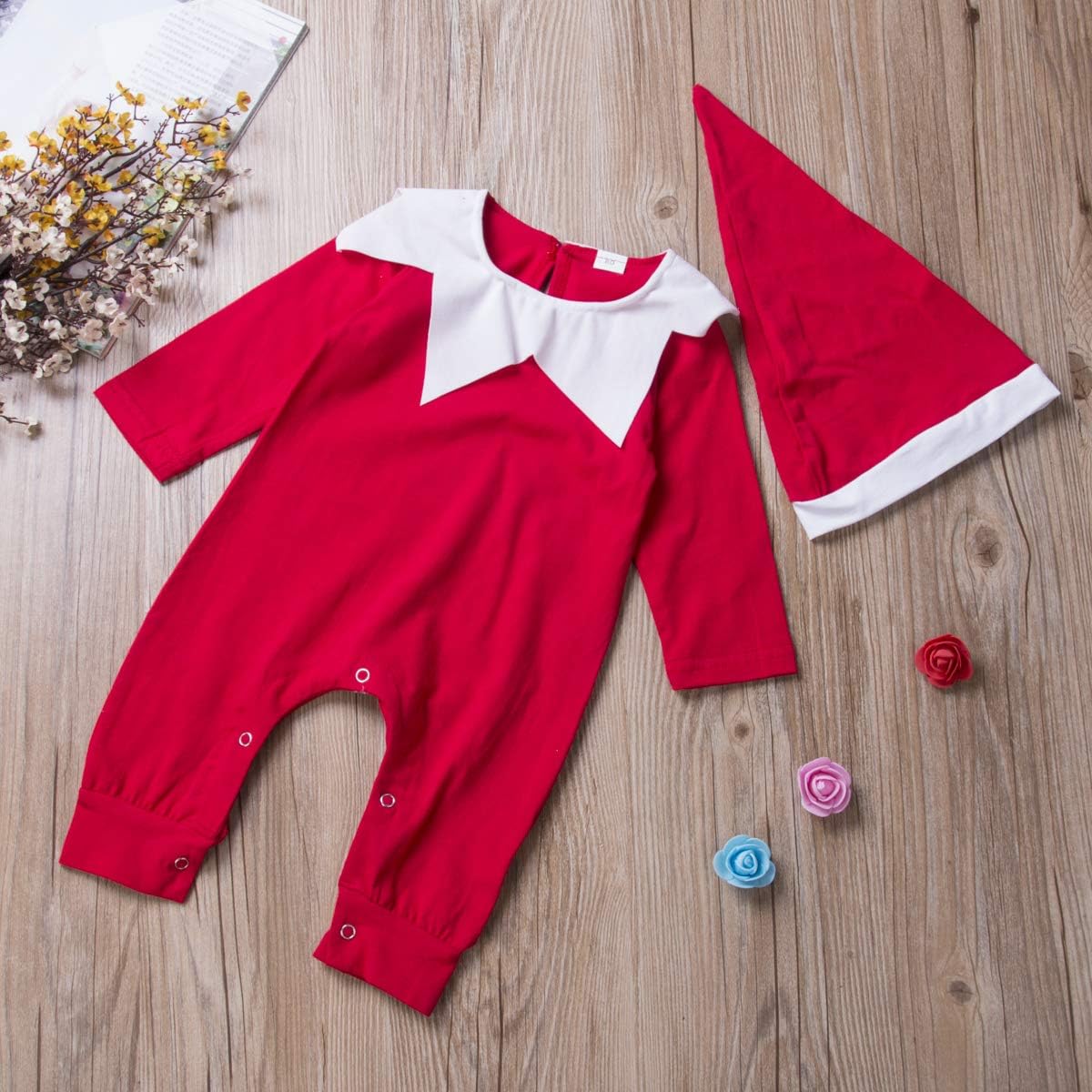 Christmas Baby Girl Boy Romper Newborn Clothes Santa Costume Long Sleeve Jumpsuit + Hat Infant Outfits Set - Image 3