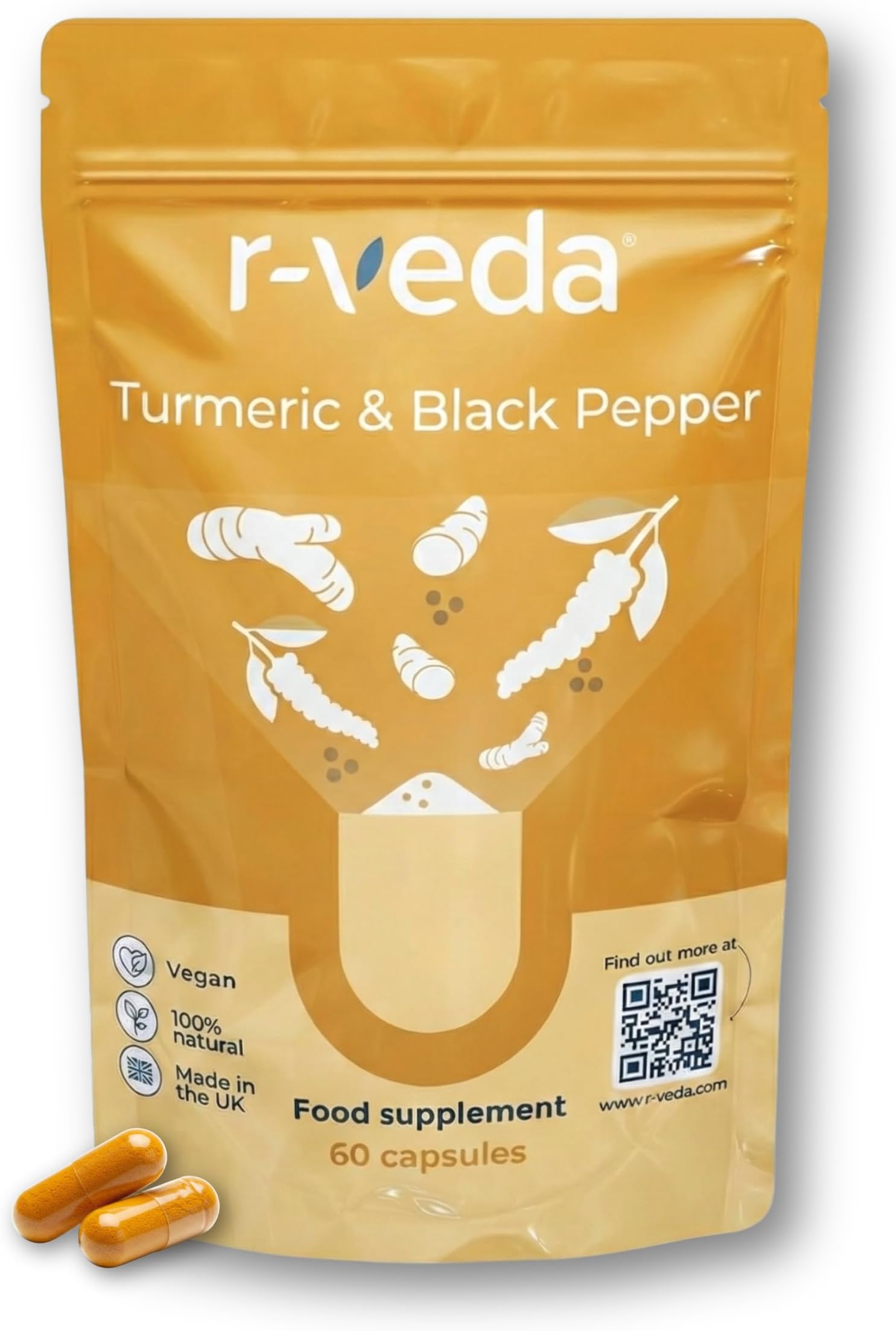 Organic Turmeric and Black Pepper Capsules | 60 High Strength Turmeric Capsules | 95% Curcuminoid Curcumin Extract | 95% Piperine for Absorption | Natural Anti-Inflammatory | Made in UK