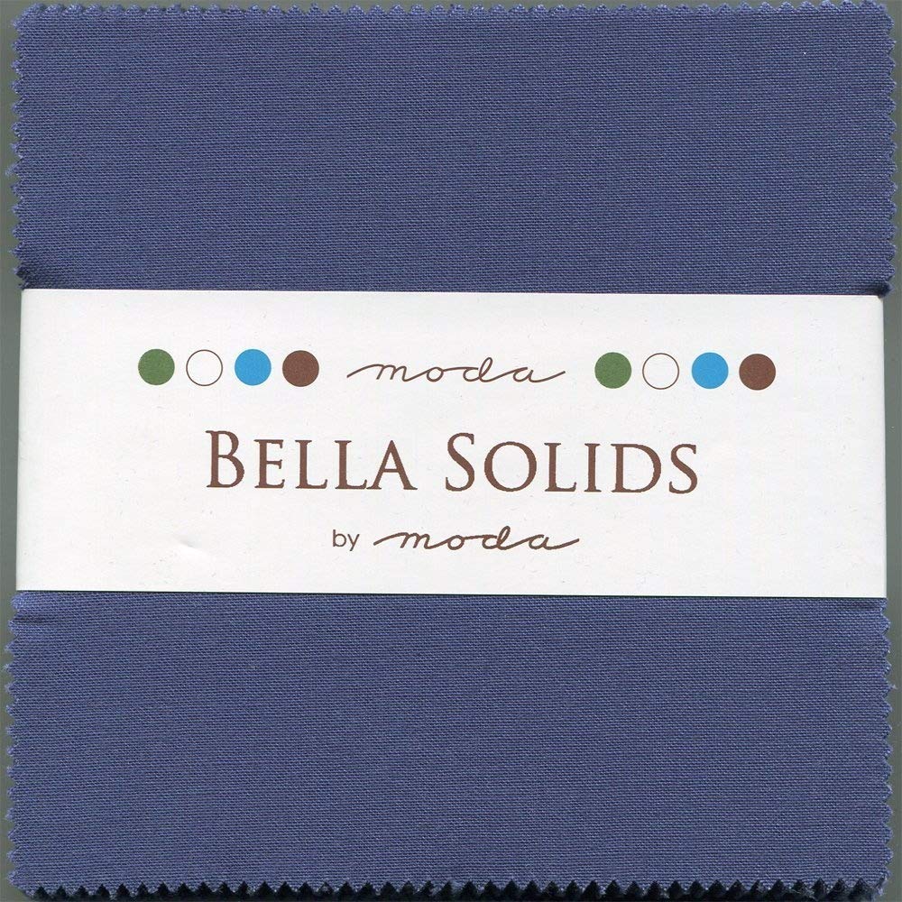 Moda Bella Solids Blue 9900-48 Charm Pack, 42 5-inch Cotton Fabric Squares by Moda Fabrics