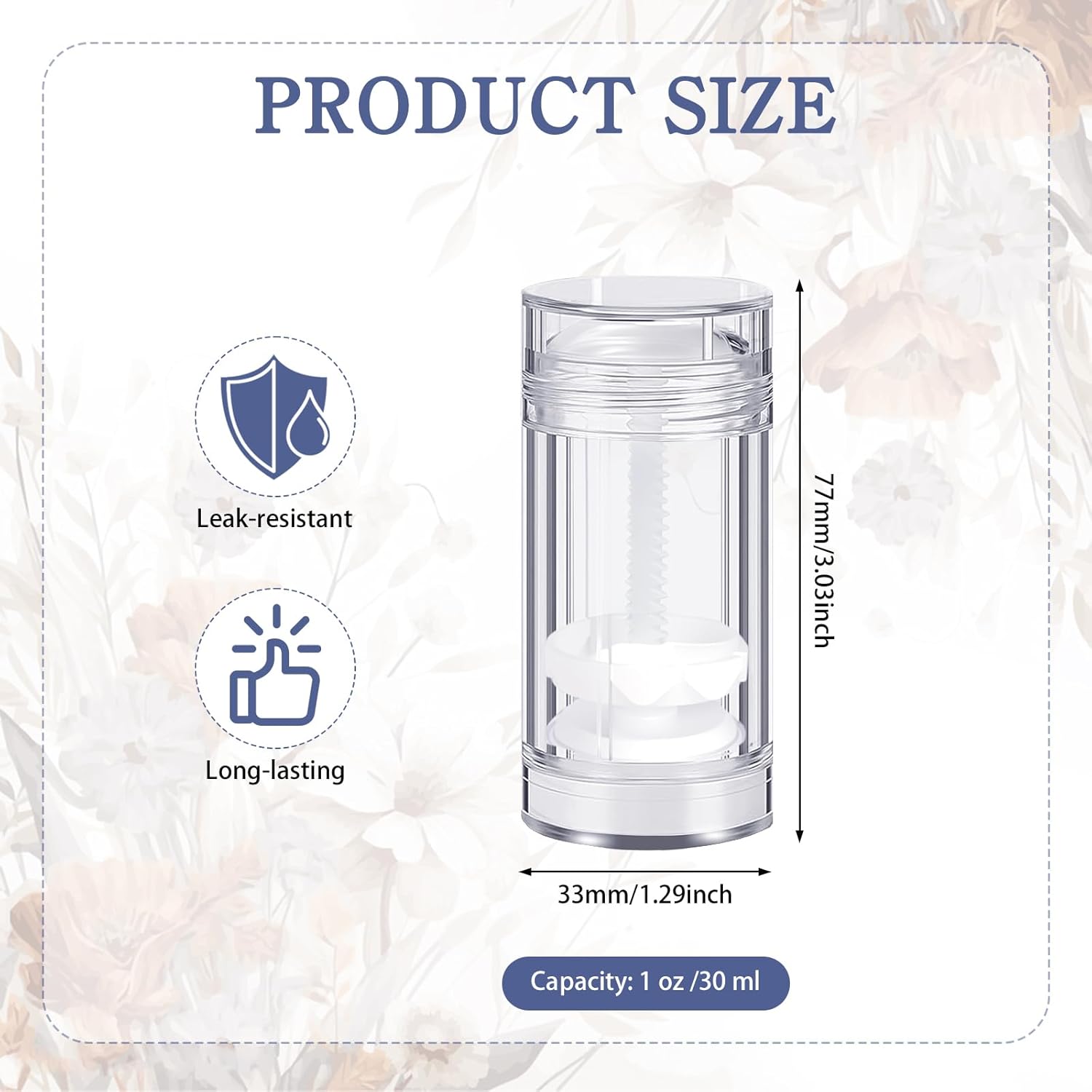 60 Pcs 30 ml Empty Deodorant Containers with labels Clear Plastic Twistup Filling Stick Refillable Bottles Round Bottomfill Balm Tubes Cylinder for Homemade DIY Lip Balm