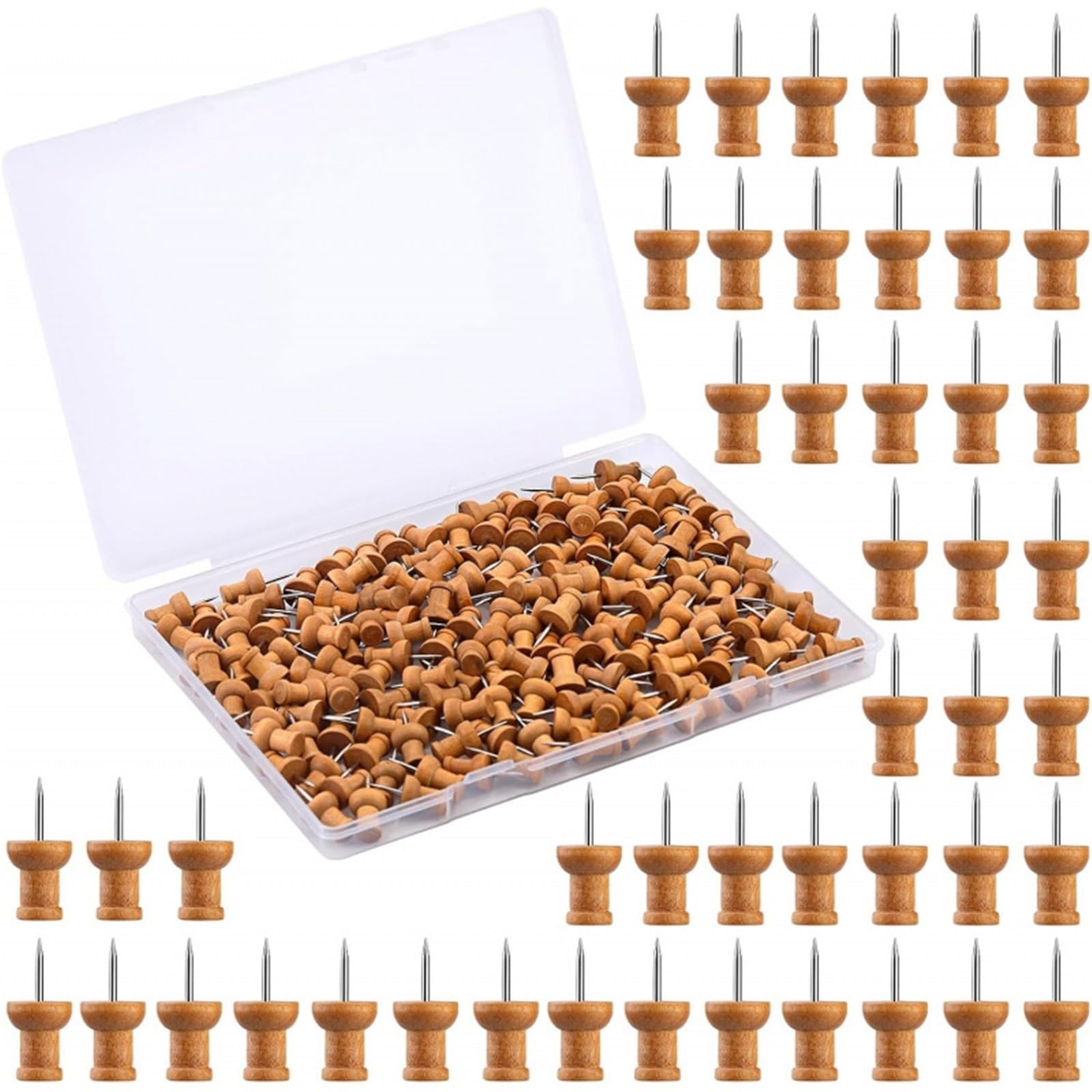 Push Pins 50Pcs Wooden Grain Decorative Pushpins