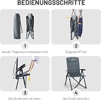 TIMBER RIDGE Összecsukható Camping Szék 150kg Terhelhetőség 4 Pozíciós Alumínium Kempingszék Táskával 5