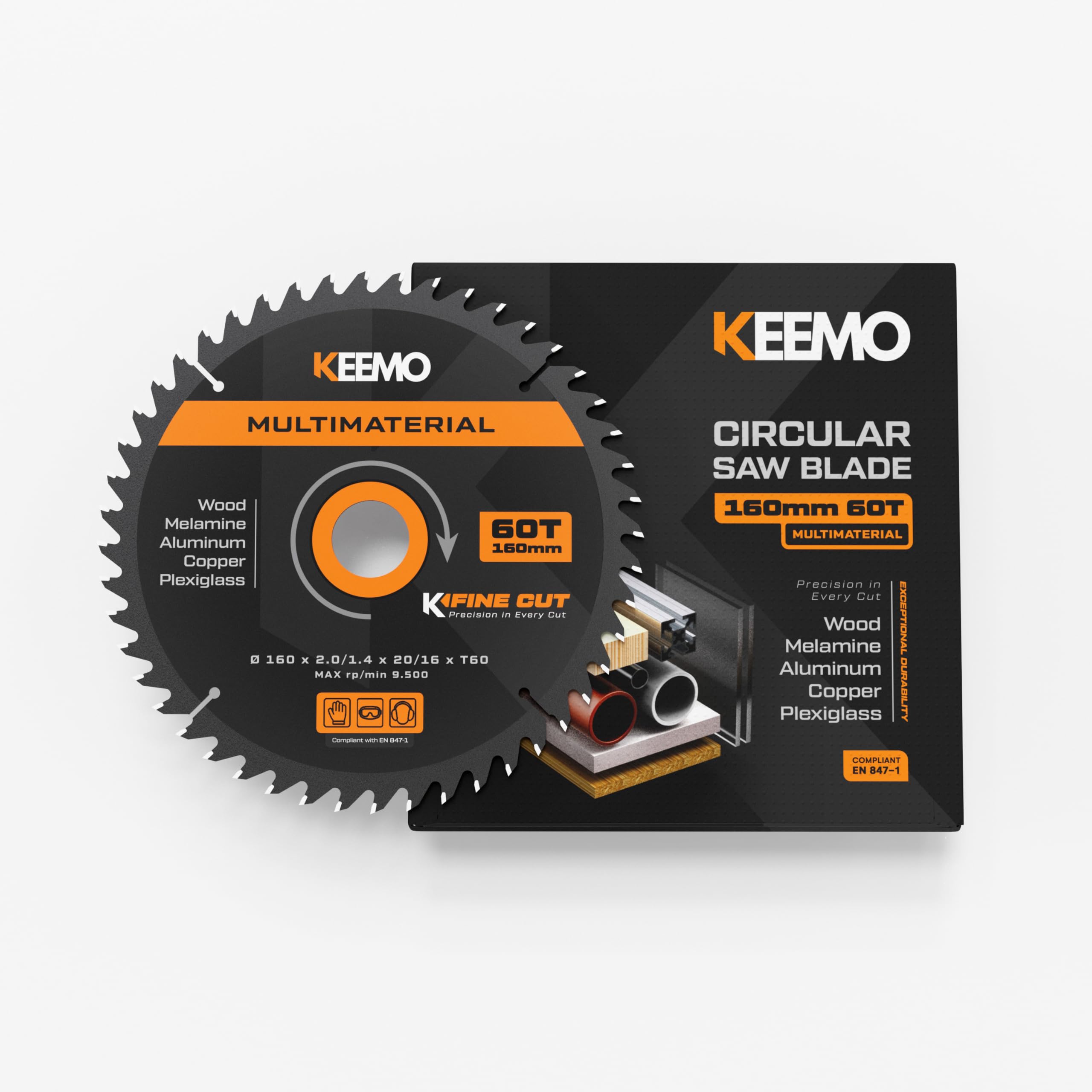 KEEMO Hoja Sierra Circular 165mm | Multimaterial | Corte Fino 2,0mm | Silenciosa & Antivibración | Madera, Laminados, PVC, Plásticos, Aluminio Fino | Aro 20→16mm Incluido