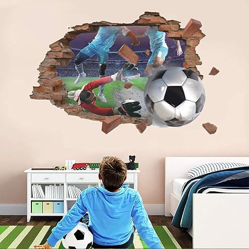 Miniatura 3 de IARTTOP Adhesivo de pared 3D de fútbol para habitación de niños, niños, fútbol americano, imagen de pared, para habitación de niños, decoración de