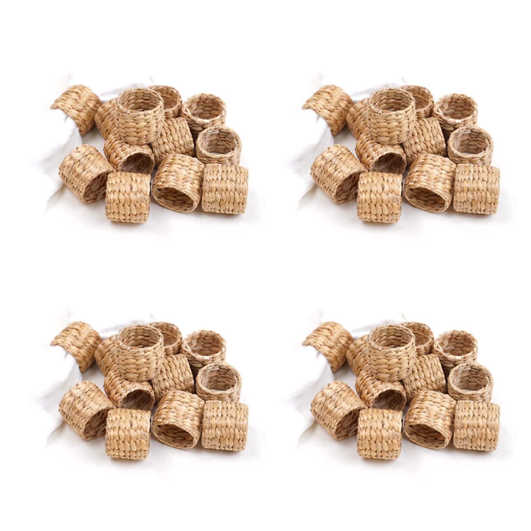 Hndhbfgrt 48Pcs Napkin Rings,Water Hyacinth Napkin Holder Rings - Rustic Napkin Rings for Birthday Party, Dinner Table Decoration