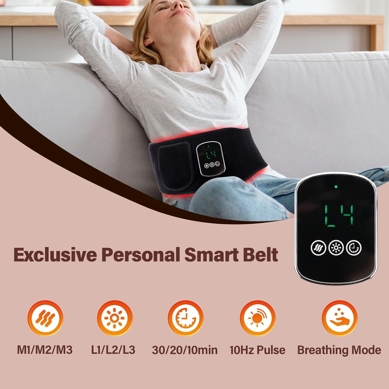 Red Light Therapy Belt for Pain Relief, 660nm & 850nm Near Infrared Light Therapy Wrap for Dogs Back Shoulder Waist Muscle, Wireless & Adjustable Timer