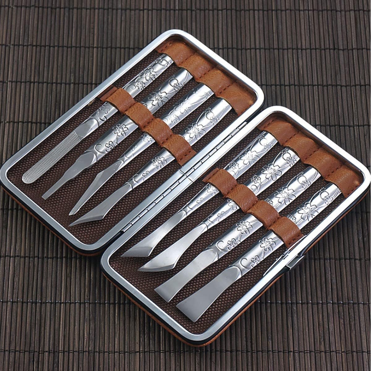 8PCS exfoliating Knife Pedicure Tool, Pedicure Nail Set, Professional Nail Knife Tool, Decorative Foot Cover Care Tool, Foot File Pedicure Set, with Storage Box, Foot File Foot Care, Salon Set