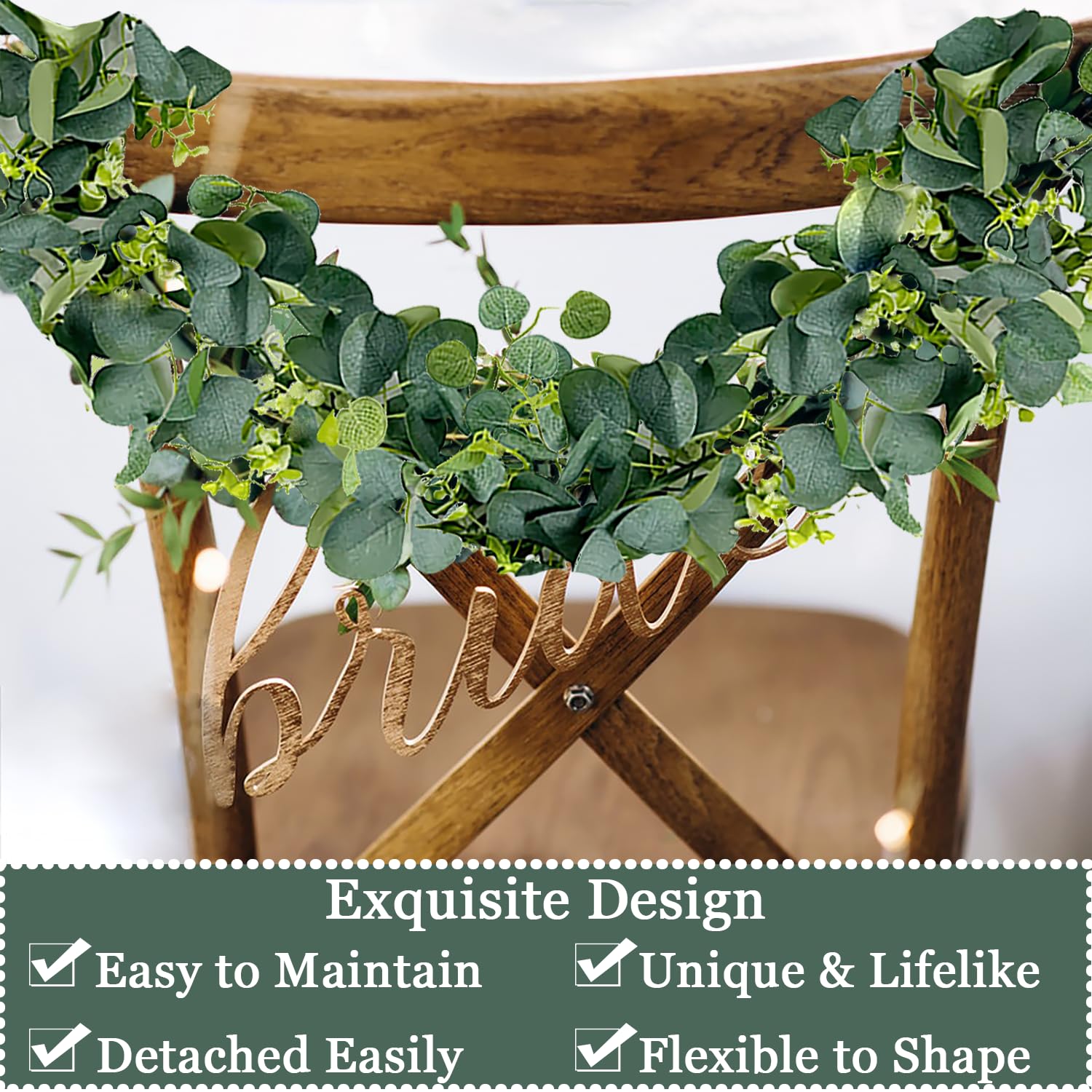 2 stuks bloemenkrans, dahlia-slinger, kunstbloemen, met witte bloemen, eucalyptusplanten, rustieke bloemstukken, kunstbloemen, hangplant, wijnstok, voor bruiloft, woondecoratie (grote witte bloemen