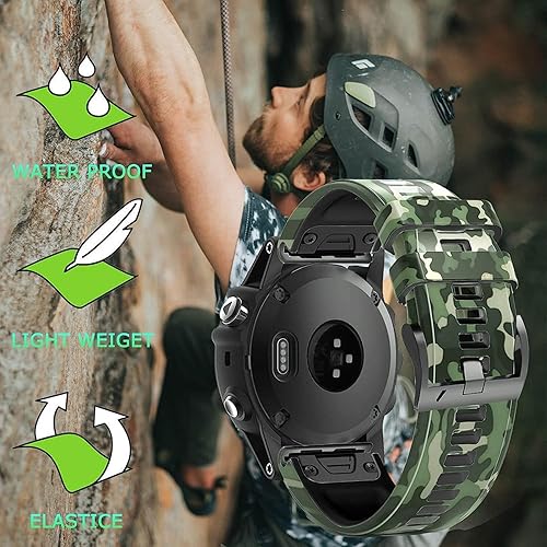Miniatura 6 de Correa de reloj de silicona de camuflaje de ajuste rápido de 1.024 in compatible con Garmin Fenix 7xFenix 6x ProFenix 6xFenix 5x PlusFenix 3Fenix 3