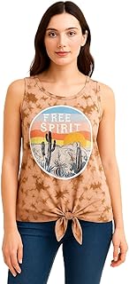 توب بدون اكمام مطبوع عليه عبارة «Spirit Desert Sunset بدون اكمام» بدون اكمام ورباط جانبي من شي ان