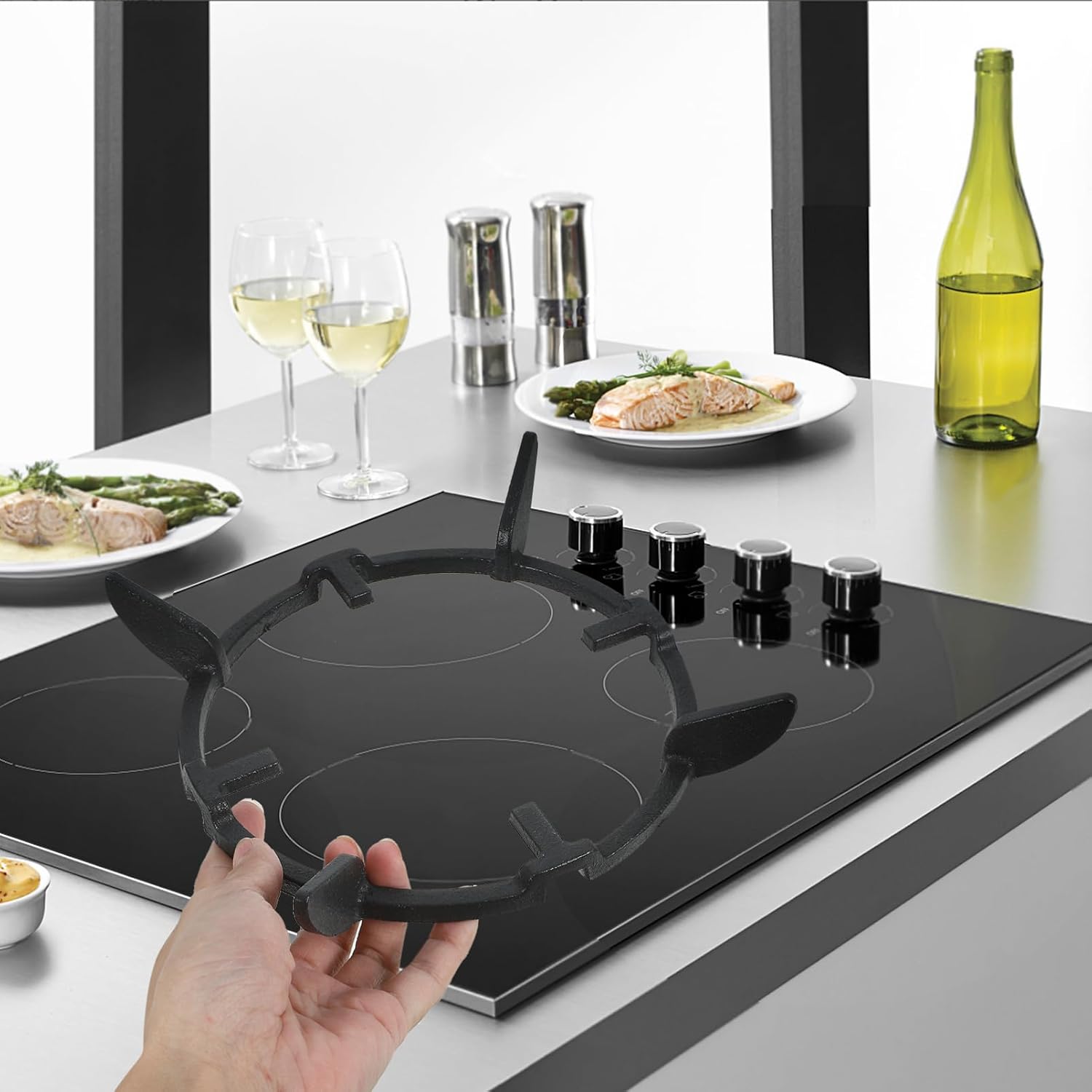 Garneck Sturdy Gas Stove Wok Rack Non-slip Pot Trivet for Gas Hob Flat Bottom Wok Pan Holder